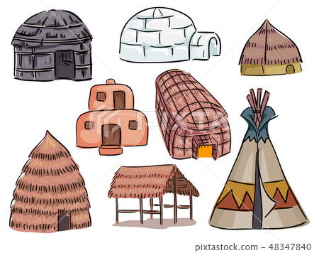 Native American Houses Illustration 48347840