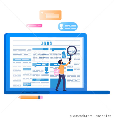 Online Job Search. Laptop with Newspaper on Screen Online Job Search. Laptop with Newspaper on Screen 48348136