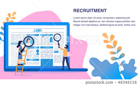 Recruitment Article Man Woman use Magnifying Glass Recruitment Article Man Woman use Magnifying Glass 48348138
