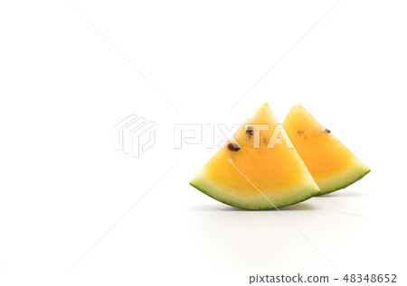 fresh yellow watermelon on white 48348652