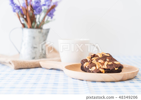 chocolate brownies on table 48349206