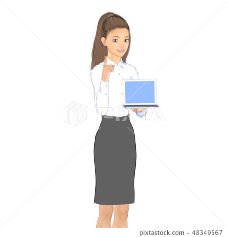 Business woman using mobile PC perming2DCG illustration material 48349567