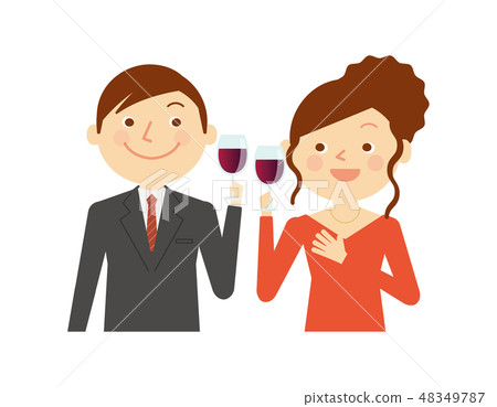 Wine Cheers couple illustration - Stock Illustration [48349787] - PIXTA