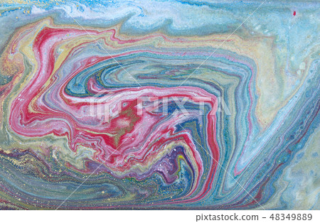 Multicolored gold marbling pattern. Golden marble liquid texture. 48349889