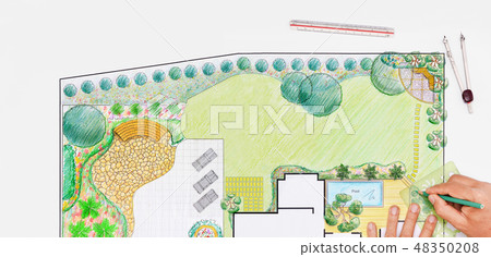 Landscape architect design backyard plan for villa Landscape architect design backyard plan for villa 48350208