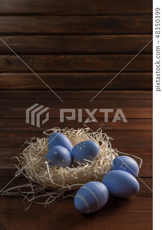 Easter background with painted eggs Easter background with painted eggs 48350399