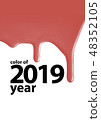 living coral, color of the 2019 year paint stroke 48352105