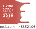 living coral, color of the 2019 year paint stroke 48352106