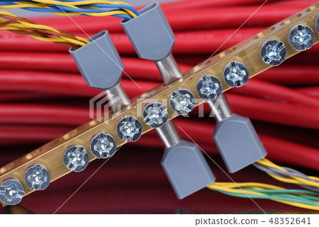 Electric bus with cables and cable lugs Electric bus with cables and cable lugs 48352641