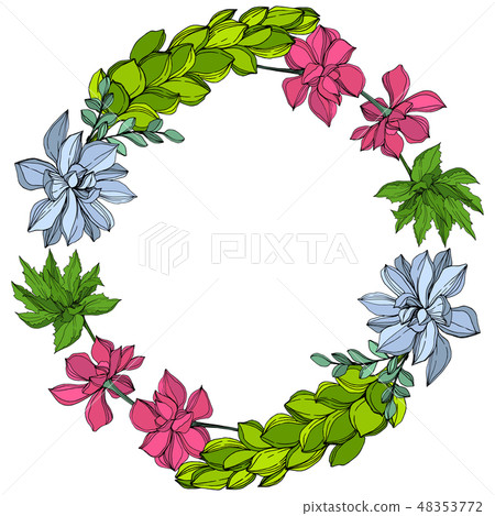Vector Jungle botanical succulent flower. Engraved ink art illustration. Frame border ornament 48353772