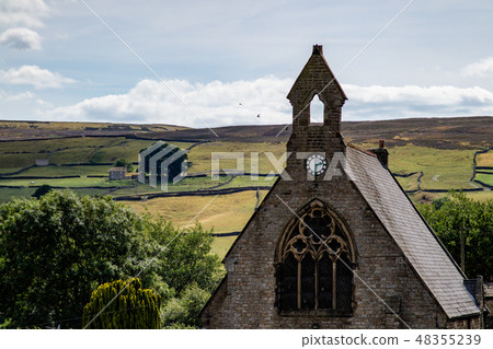 view from the English town of Reeth in Yorkshire 48355239