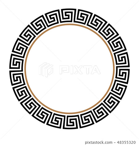 Greek key round frame. Typical egyptian, assyrian and greek motives circle border. 48355320