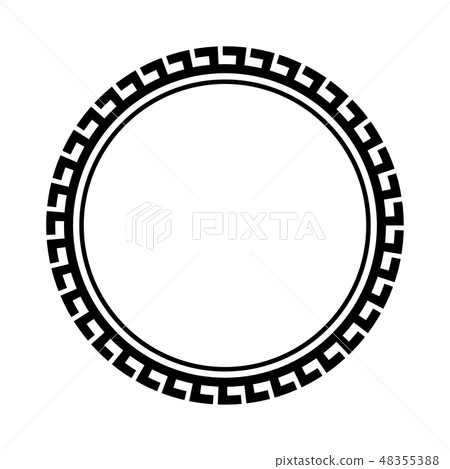 Greek key round frame. Typical egyptian, assyrian and greek motives circle border. 48355388