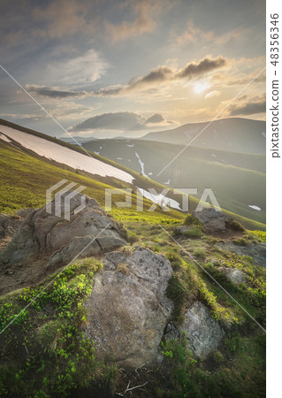 Mountain landscape of Carpathian Gorgany, Ukraine 48356346