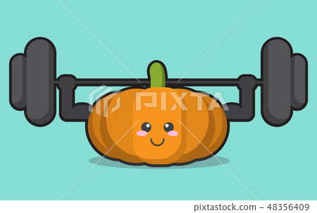 cartoon pumpkin health strong background 48356409