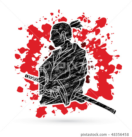 Samurai ready to fight action graphic vector Samurai ready to fight action graphic vector 48356458