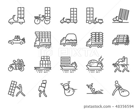 Overweight transport line icon set. 48356594