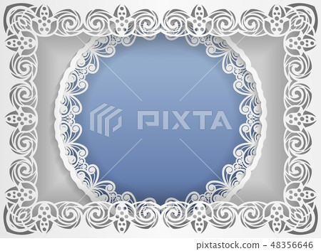 Round white frame in an rectangular frame 48356646