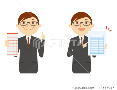 Time card document Male working people illustration Time card document Male working people illustration 48357057