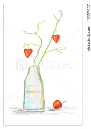 Vase with branch with hearts, still life Vase with branch with hearts, still life 48357097