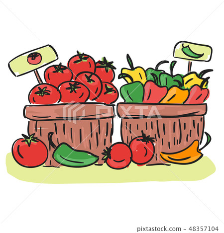 Harvest - basket with and vegetables 48357104