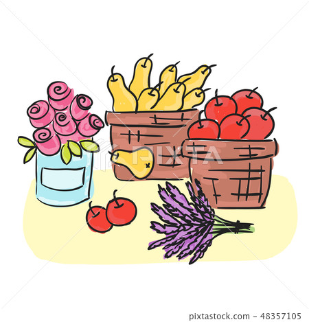 Harvest - basket with fruits and herbs Harvest - basket with fruits and herbs 48357105