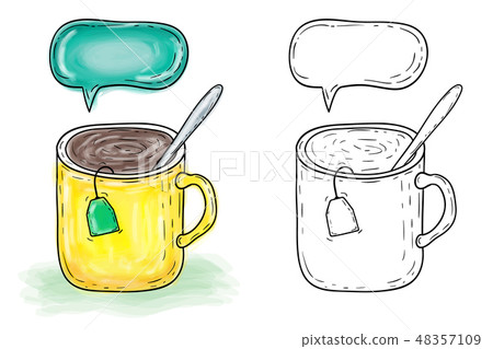 Mug with tea watercolor 48357109