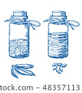 Illustration of bottles with herbs and oil 48357113