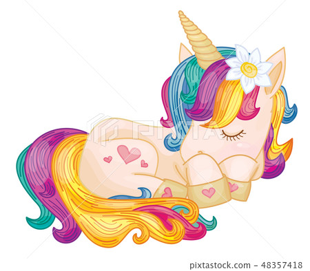 Vector cute, sleeping  unicorn. 48357418
