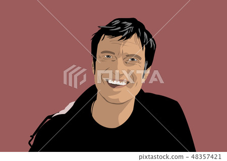 Cartoon illustration of a smiling attractive man Cartoon illustration of a smiling attractive man 48357421