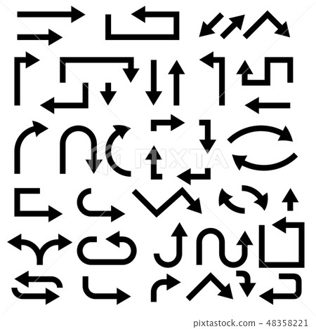 Arrows. Black signs Arrows. Black signs 48358221
