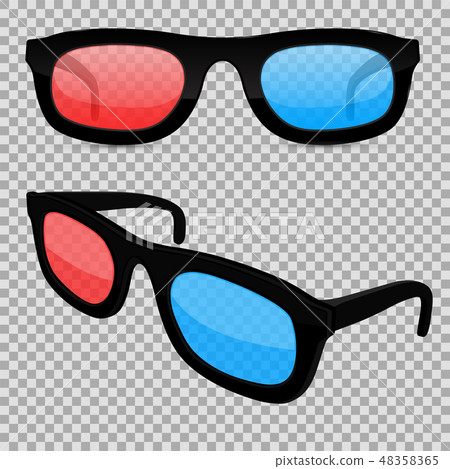 3d movie glasses. Colored spectacles for movie theater 48358365