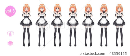 Anime manga girl. Costume of maid cafe 48359135