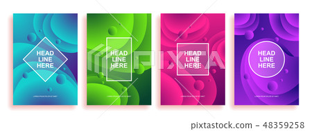 A collection of colorful covers. Wavy shapes with gradient. 48359258