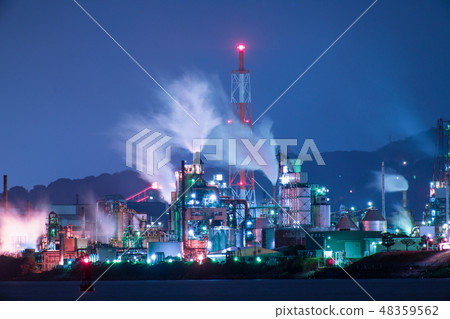 Plant night view of Kitakyushu seen from Hikoshima, Yamaguchi Prefecture [Fukuoka Prefecture] 48359562