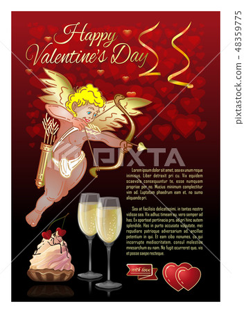 Greeting card with stemware to St. Valentines Day 48359775