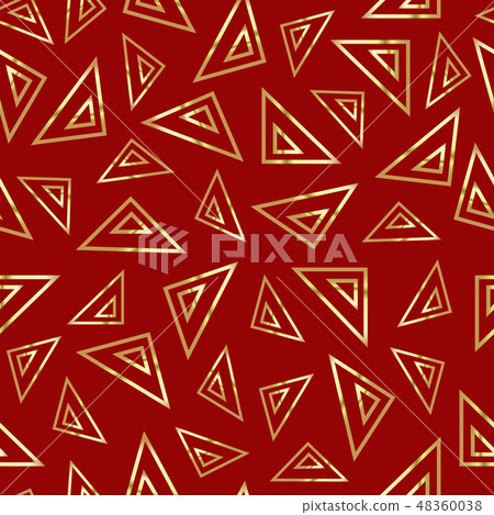 A pattern of repeating triangles on a red 48360038