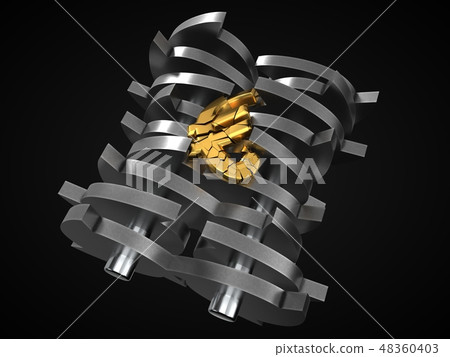 euro dropped in shredder. brexit crisis concept. 3d illustration. 48360403