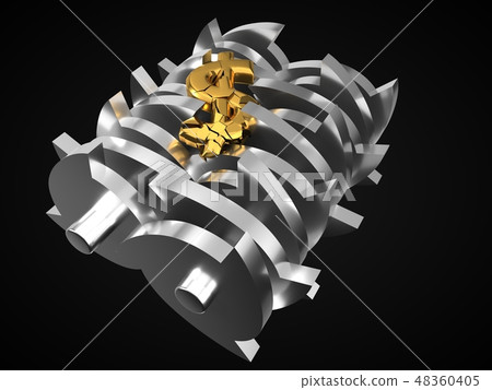 dollar dropped in shredder. economic crisis concept. 3d illustration. dollar dropped in shredder. economic crisis concept. 3d illustration. 48360405