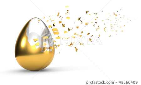 fracturing paint on egg. 3d illustration, isolated on white fracturing paint on egg. 3d illustration, isolated on white 48360409