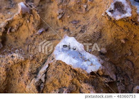 Detail of the salt crystals on the rock 48360753