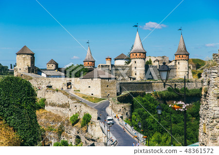 Beautiful castle on a mountain hill 48361572