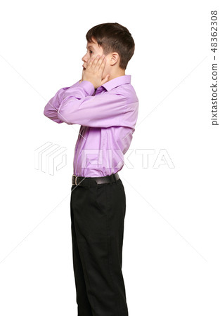 Boy posing on white background 48362308