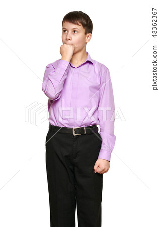 Boy posing on white background Boy posing on white background 48362367