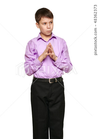 Boy posing on white background 48362373