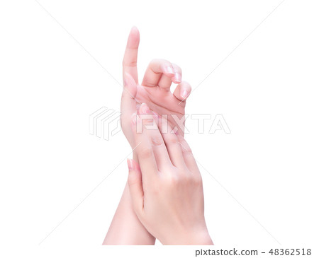 Female hand clipping path emulsion smear treatment protective skin white bottom pruning spine clipping path Female hand clipping path emulsion smear treatment protective skin white bottom pruning spine clipping path 48362518