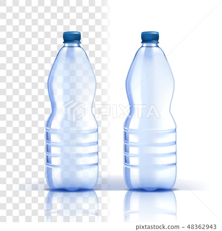 Plastic Bottle Vector. Clear Product. Bluer Classic Water Bottle With Cap. Container For Drink Plastic Bottle Vector. Clear Product. Bluer Classic Water Bottle With Cap. Container For Drink 48362943