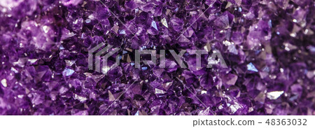 Amethyst purple crystal. Mineral crystals in the natural environment. Texture of precious and 48363032