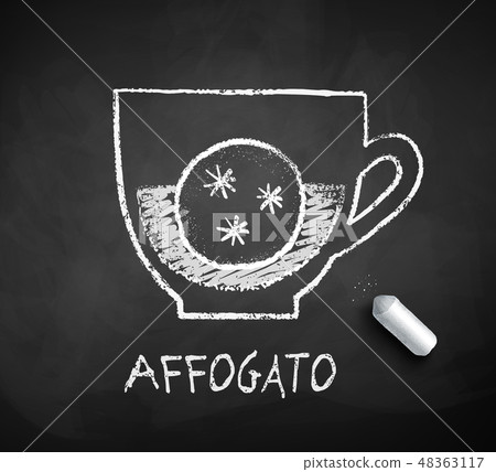 Vector black and white sketch of Affogato coffee 48363117