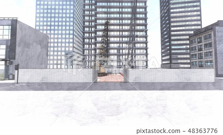 Construction site appearance temporary enclosure Perth 1 illustration style 48363776